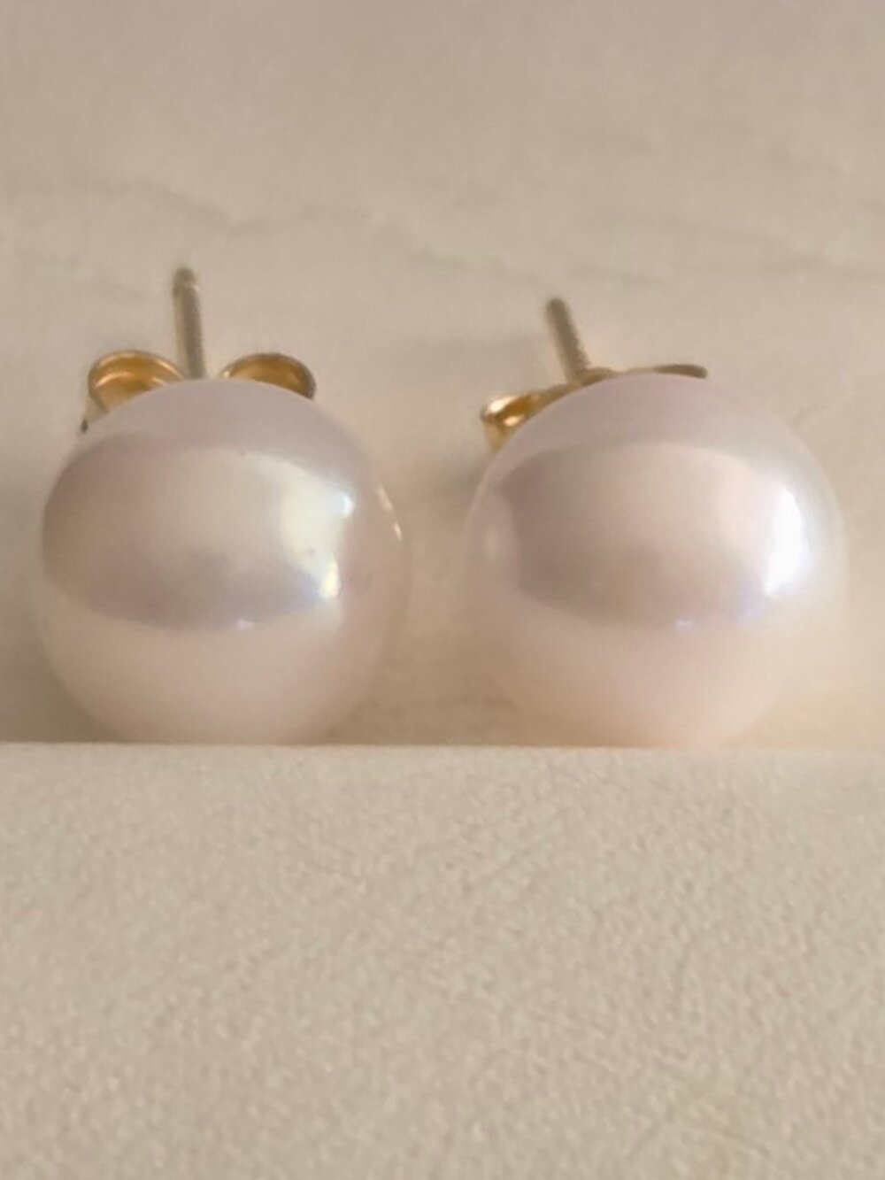 JTV White Japanese Akoya 8mm Pearl 14k Yellow Gold Earrings